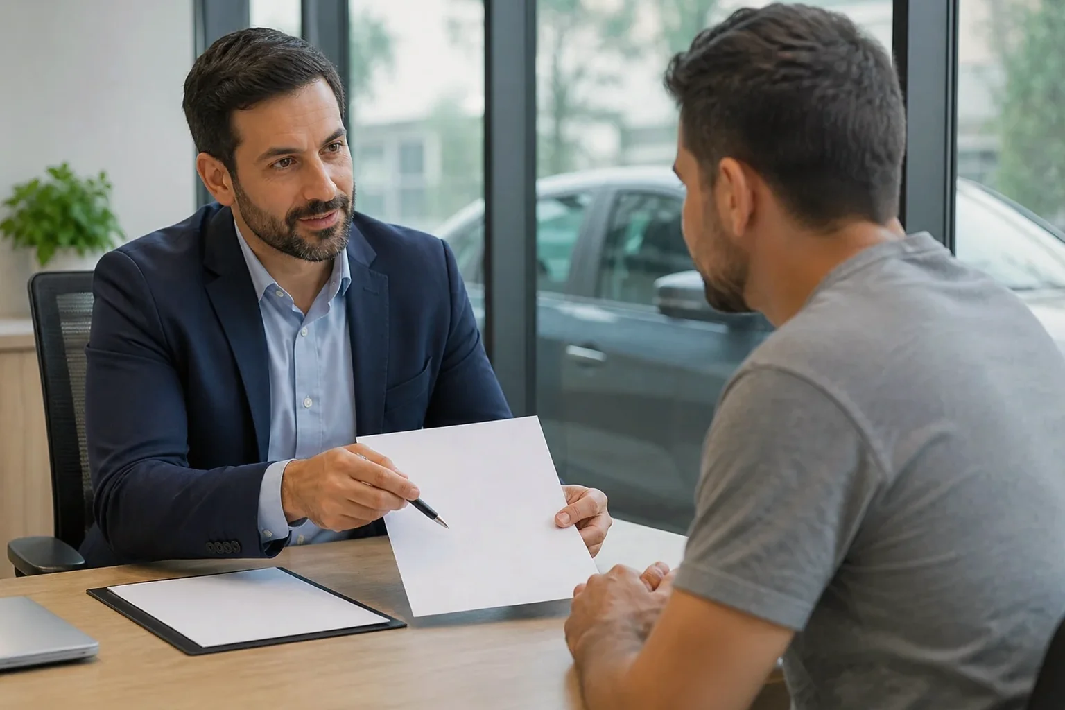 Despachante discutindo estratégias de recurso de multa com cliente.